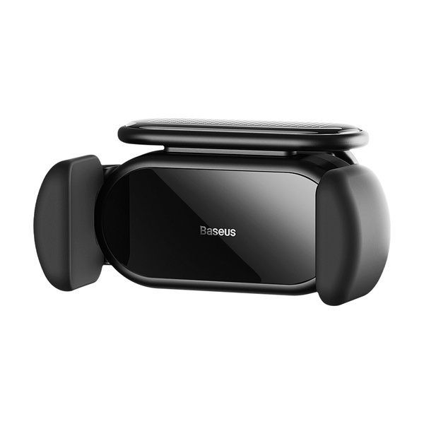 Samochodowy uchwyt elektryczny do telefonu Baseus Steel Cannon Pro z ładowarką solarną na deskę rozdzielczą - czarny (SUGP010001)