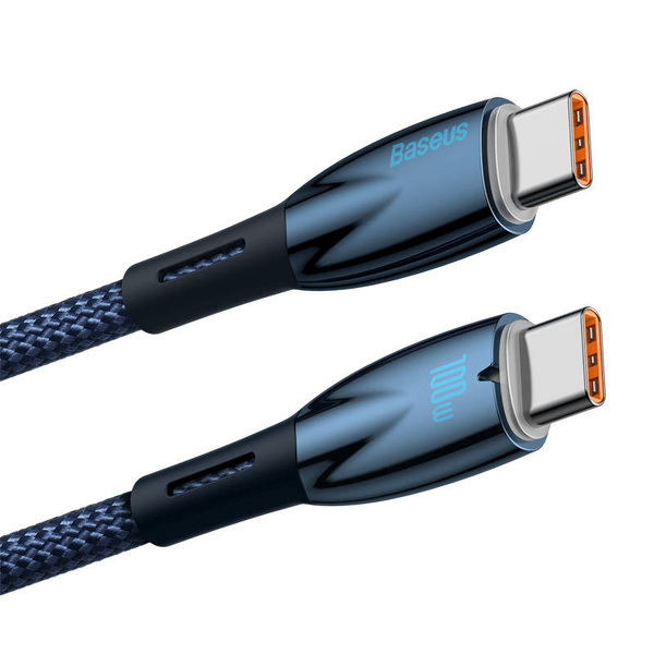 Zdjęcie produktu: Kabel przewód USB Typ-C do Typ-C 100cm Baseus Glimmer, 100W, 20V, 5A, PD z obsługą szybkiego ładowania - niebieski (CADH000703) Zdjęcie produktu: Kabel przewód USB Typ-C do Typ-C 100cm Baseus Glimmer, 100W, 20V, 5A, PD z obsługą szybkiego ładowania - niebieski (CADH000703)