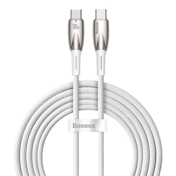 Zdjęcie produktu: Kabel przewód USB Typ-C do Typ-C 100cm Baseus Glimmer, 100W, 20V, 5A, PD z obsługą szybkiego ładowania - biały (CADH000702) Zdjęcie produktu: Kabel przewód USB Typ-C do Typ-C 100cm Baseus Glimmer, 100W, 20V, 5A, PD z obsługą szybkiego ładowania - biały (CADH000702)