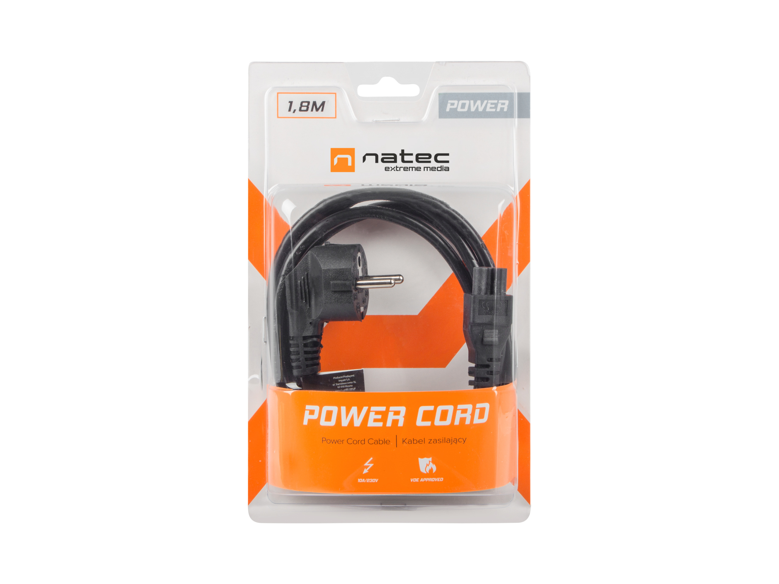 Kabel zasilający laptop Natec Extreme Media (MIKI) Cee 7/7 IEC320 C5 VDE 1,8m (NKA-0529)