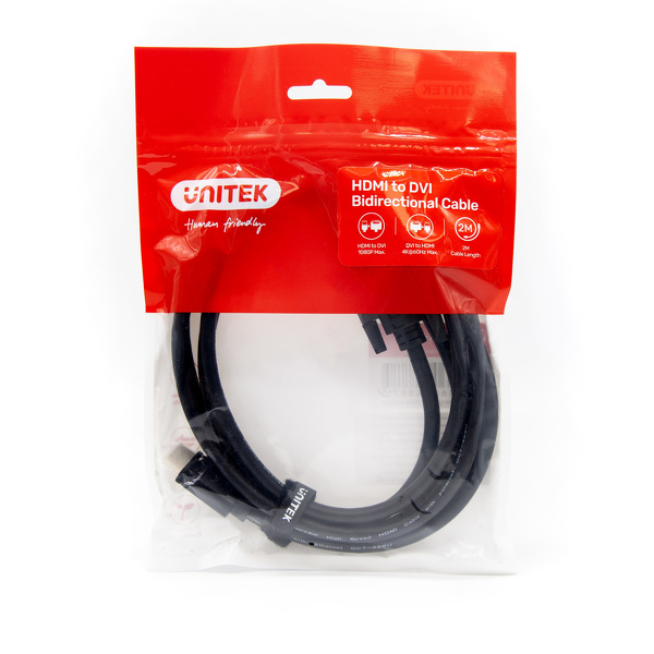 Zdjęcie produktu: Unitek dwukierun.kabel HDMI-DVI 2m C1271BK-2 Zdjęcie produktu: Unitek dwukierun.kabel HDMI-DVI 2m C1271BK-2