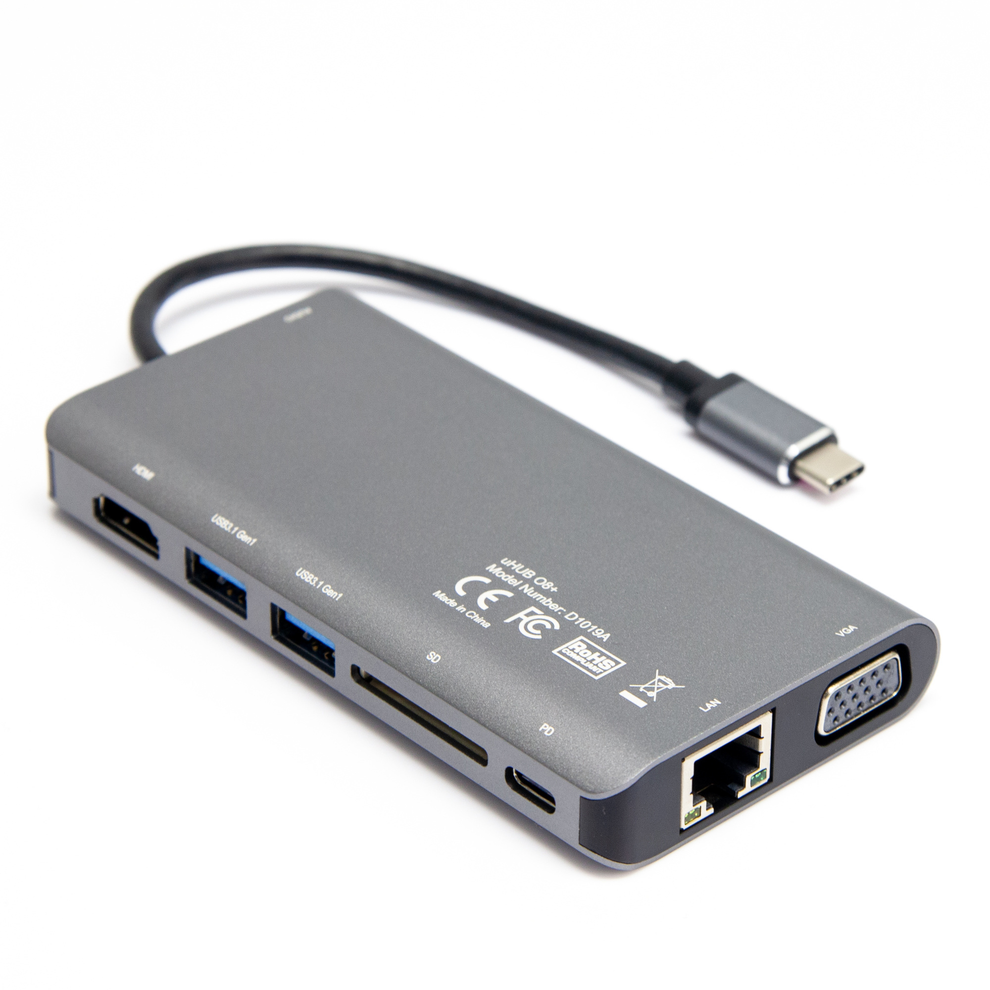 Unitek Hub USB TYP-C 8w1 100W (D1019B)