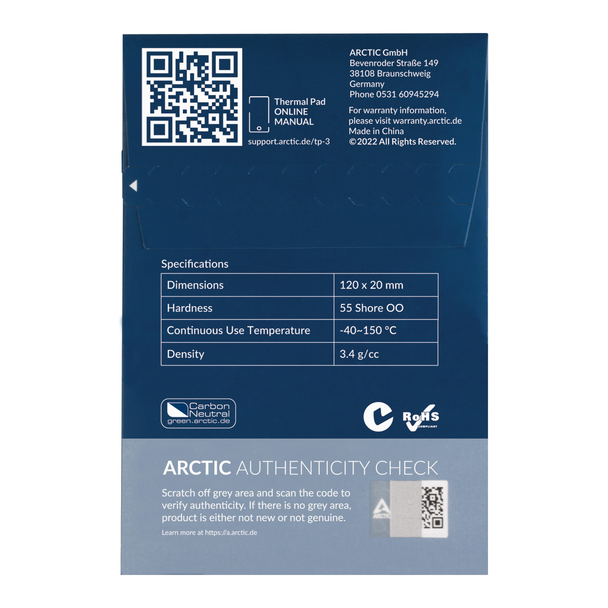 Arctic TP-3 120x20mm 1.0mm 4szt ACTPD00056A