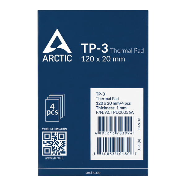 Zdjęcie produktu: Arctic TP-3 120x20mm 1.0mm 4szt ACTPD00056A