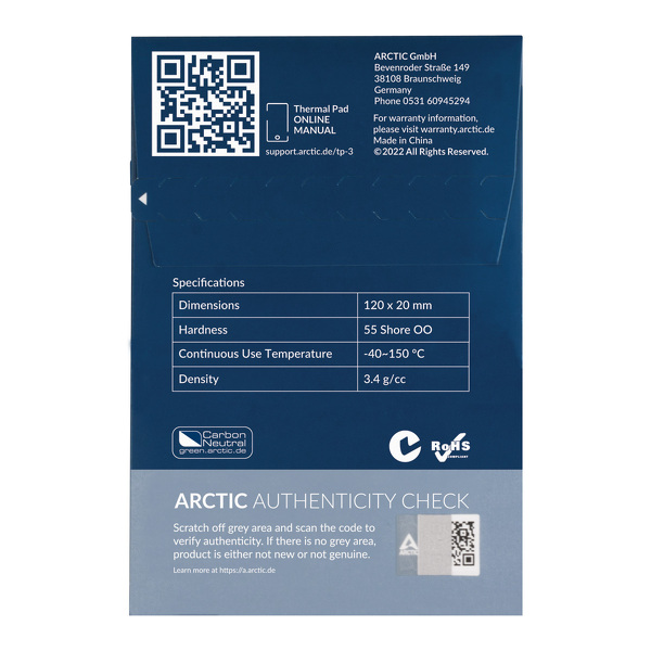 Zdjęcie produktu: Arctic TP-3 120x20mm 1.0mm 4szt ACTPD00056A