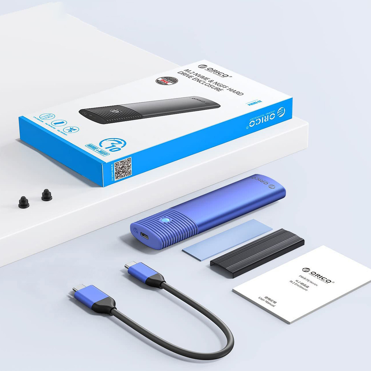 Obudowa zewnętrzna na dysk SSD M.2 (PCIE/NVMe) ORICO USB 3.2 Gen2 Typ-C 10Gbps - niebieska (PWM2-G2-BL-EP)