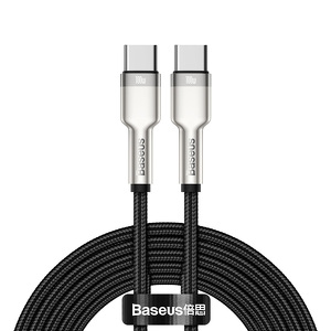 Miniatura produktu: Kabel przewód USB Typ-C do Typ-C 100cm Baseus Cafule Metal Data 100W (20 V / 5 A) PD, QC 3.0 obsługą szybkiego ładowania - czarny (CATJK-C01)