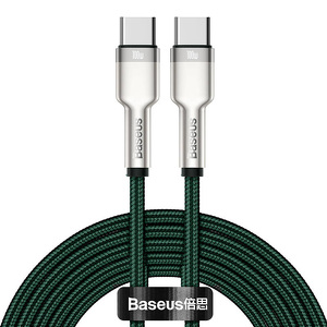 Miniatura produktu: Kabel przewód USB Typ-C do Typ-C 200cm Baseus Cafule Metal Data 100W (20 V / 5 A) PD, QC 3.0 obsługą szybkiego ładowania - zielony (CATJK-D06)