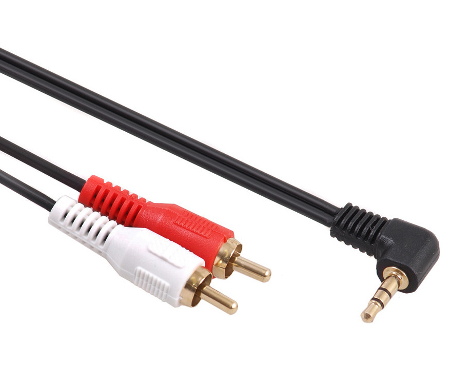 Przewód kątowy mini jack 3,5mm Maclean, 2RCA (chinch), 3m, czarny, MCTV-825 Przewód kątowy mini jack 3,5mm Maclean, 2RCA (chinch), 3m, czarny, MCTV-825