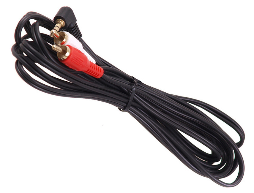 Przewód kątowy mini jack 3,5mm Maclean, 2RCA (chinch), 10m, czarny, MCTV-827