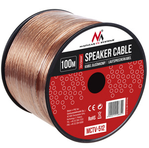 Miniatura produktu: Kabel głośnikowy, Transparent PVC, Maclean 2*1.5mm2 / 48*0.20CCA 3,5*7,0mm, 100m, MCTV-512