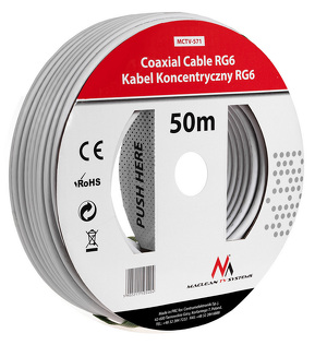 Miniatura produktu: Kabel przewód koncentryczny antenowy/satelitarny Maclean, 1.0CCS RG6, 50M, MCTV-571 Miniatura produktu: Kabel przewód koncentryczny antenowy/satelitarny Maclean, 1.0CCS RG6, 50M, MCTV-571