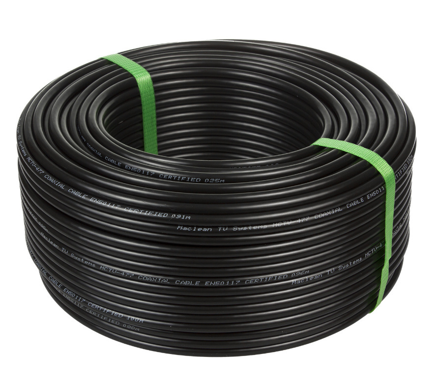 Kabel przewód koncentryczny antenowy/satelitarny Maclean, żelowany, ziemny, zewnętrzny, RG6, 75Ohm, 100M, MCTV-477
