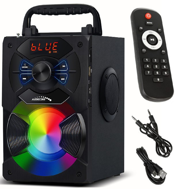 Zdjęcie produktu: Głośnik przenośny bluetooth Audiocore, radio FM, wejście kart SD/MMC, AUX, USB, pilot, AC730 Zdjęcie produktu: Głośnik przenośny bluetooth Audiocore, radio FM, wejście kart SD/MMC, AUX, USB, pilot, AC730