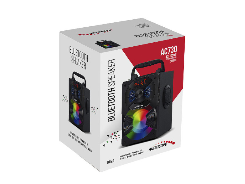 Zdjęcie produktu: Głośnik przenośny bluetooth Audiocore, radio FM, wejście kart SD/MMC, AUX, USB, pilot, AC730 Zdjęcie produktu: Głośnik przenośny bluetooth Audiocore, radio FM, wejście kart SD/MMC, AUX, USB, pilot, AC730