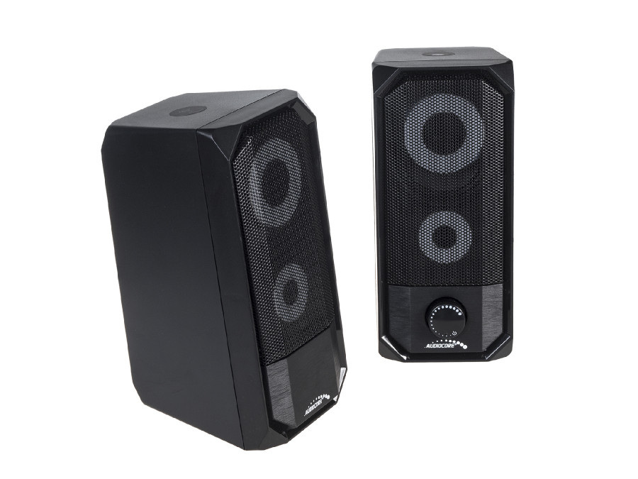 Głośniki komputerowe bluetooth 4.2, 3.5mm mini jack, USB 5v Audiocore czarne moc 10W - sterowanie dotykowe AC845