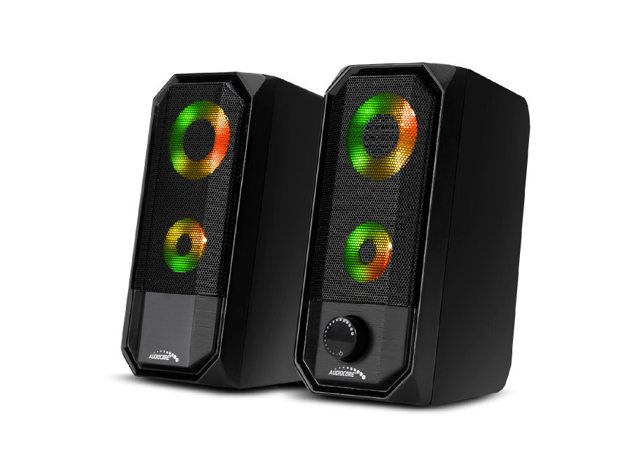Głośniki komputerowe bluetooth 4.2, 3.5mm mini jack, USB 5v Audiocore czarne moc 10W - sterowanie dotykowe AC845