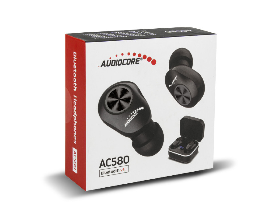 Audiocore TWS, BT 5.1, 30mAh czarne (AC580)