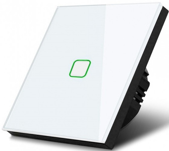 Miniatura produktu: Dotykowy włącznik światła Maclean, pojedynczy, szklany, biały z kwadratowym podśw. przycisku, 86x86mm, MCE701W