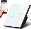 Dotykowy włącznik światła Maclean, podwójny, SMART, Tuya APP, szklany, biały z kwadratowym podśw. przycisku, 86x86mm, MCE717W