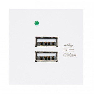 Miniatura produktu: Gniazdo USBx2 z ładowarką Maclean, podwójne, 2.1A fast charge, białe, MCE728W