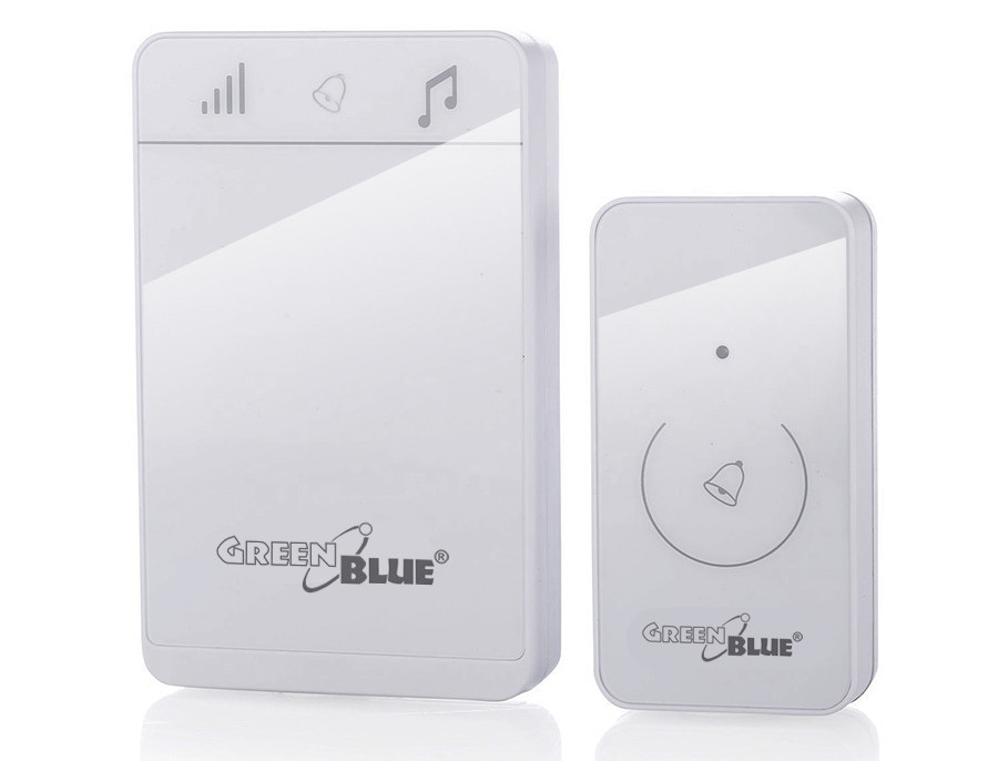 Dzwonek bezprzewodowy nadajnik-odbiornik, 52 melodie biały GreenBlue GB111 W dotykowy, zasięg 150m