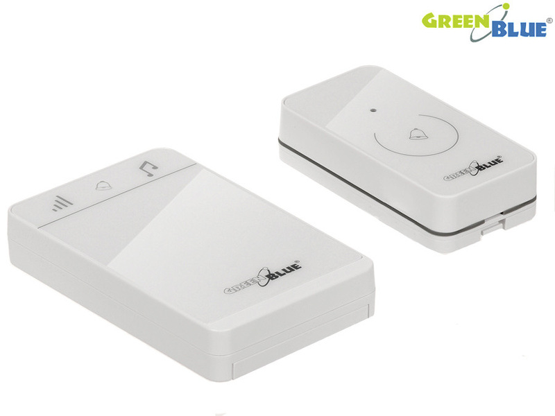 Zdjęcie produktu: Dzwonek bezprzewodowy nadajnik-odbiornik, 52 melodie biały GreenBlue GB111 W dotykowy, zasięg 150m