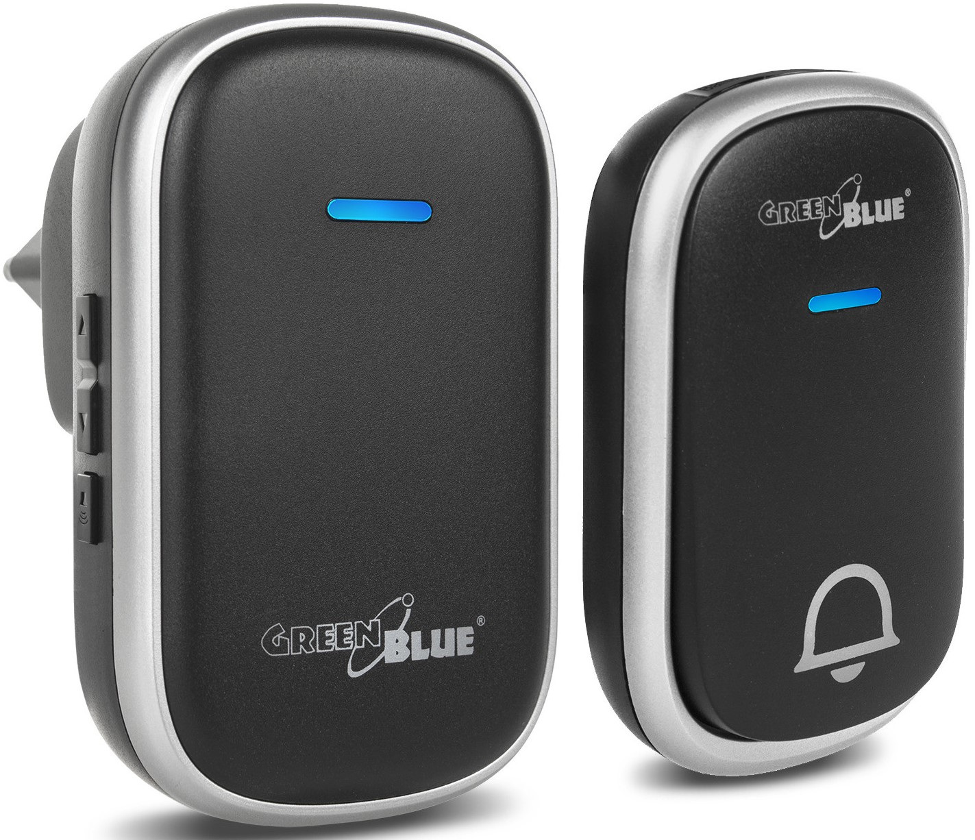 Dzwonek bezprzewodowy nadajnik-odbiornik, 38 melodii czarny GreenBlue GB175 B, zasięg do 150m Dzwonek bezprzewodowy nadajnik-odbiornik, 38 melodii czarny GreenBlue GB175 B, zasięg do 150m