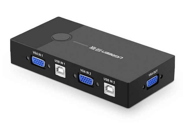 Przełącznik switch KVM UGREEN 2-portowy VGA - czarny (30357)