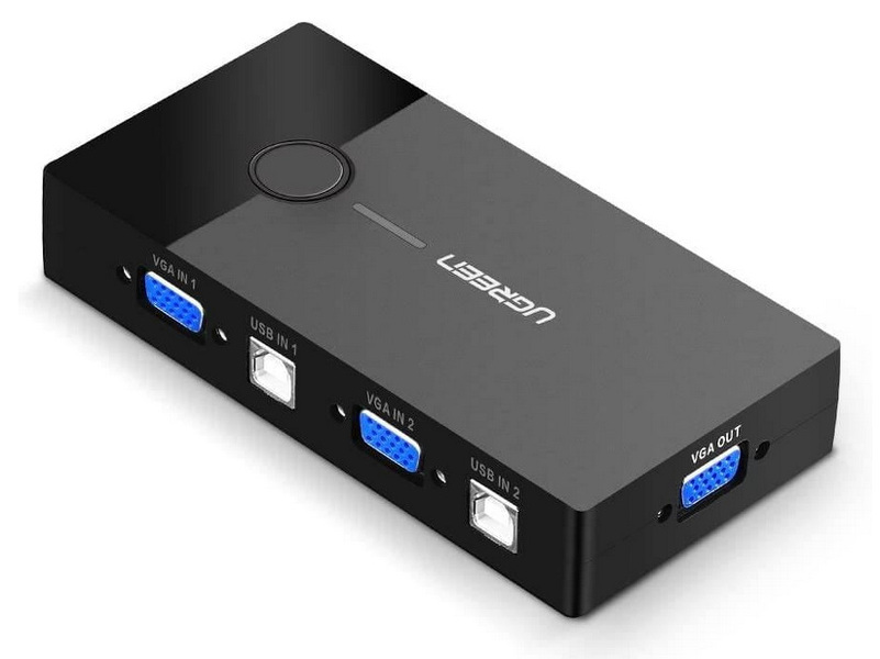 Zdjęcie produktu: Przełącznik switch KVM UGREEN 2-portowy VGA - czarny (30357)