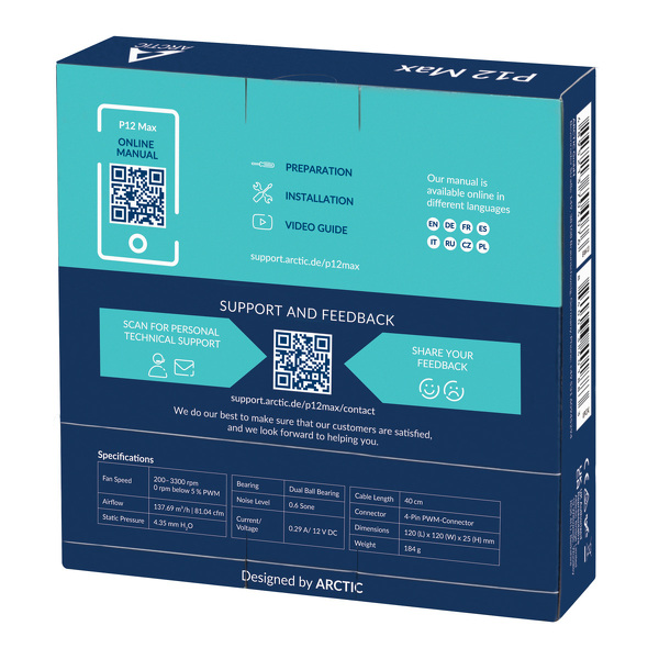 Zdjęcie produktu: Wentylator Arctic P12 Max PWM Czarny 120mm Zdjęcie produktu: Wentylator Arctic P12 Max PWM Czarny 120mm