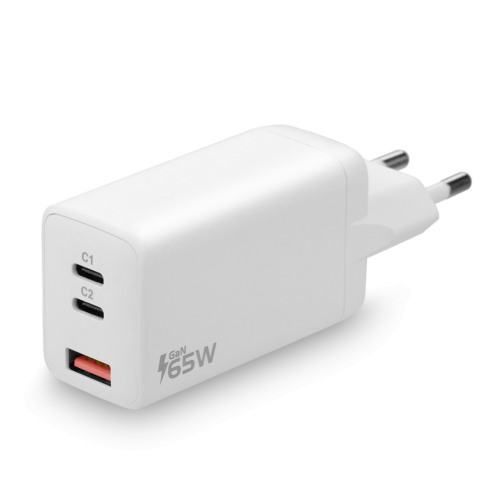 Ładowarka sieciowa everActive GaN SC-650Q z gniazdem USB QC4+ oraz 2x USB-C PD PPS 65W - biała Ładowarka sieciowa everActive GaN SC-650Q z gniazdem USB QC4+ oraz 2x USB-C PD PPS 65W - biała