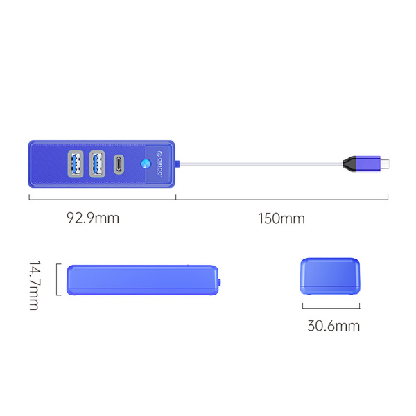 Zdjęcie produktu: Orico HUB 2xUSB 3.1+Typ-C PWC2U-C3-015-BL-EP