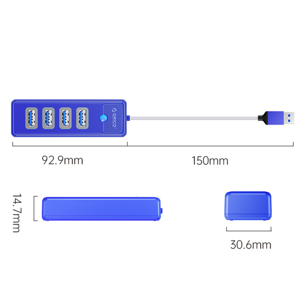 Zdjęcie produktu: Hub USB-A Orico 4x USB 3.1 - niebieski (PW4U-U3-015-BL-EP)