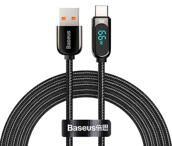 Miniatura produktu: Kabel przewód USB Typ-C 100cm Baseus Display LCD 66W obsługą szybkiego ładowania - czarny (CASX020001)