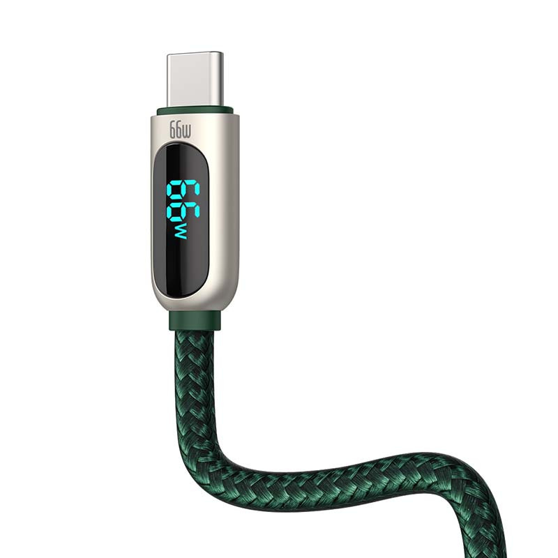Kabel przewód USB Typ-C 200cm Baseus Display LCD 66W obsługą szybkiego ładowania - zielony (CASX020106) Kabel przewód USB Typ-C 200cm Baseus Display LCD 66W obsługą szybkiego ładowania - zielony (CASX020106)