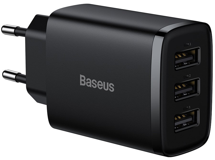 Baseus Compact 3xUSB 17W czarna (CCXJ020101)