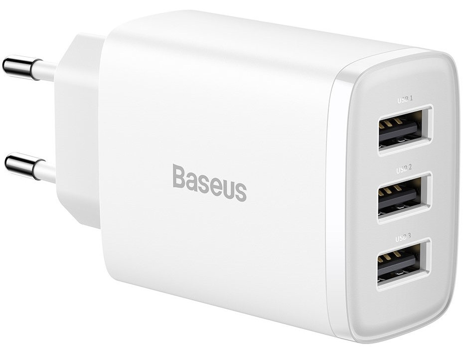 Baseus Compact 3xUSB 17W biała (CCXJ020102)