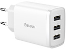 Ładowarka sieciowa Baseus Compact Quick Charger 3x USB, 17W - biała (CCXJ020102)