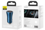 Miniatura zdjęcia: Ładowarka samochodowa Baseus Golden Contactor Pro, 2x USB, 40W - niebieska (CCJD-A03)
