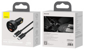 Miniatura zdjęcia: Ładowarka samochodowa Baseus Superme USB, USB TYP-C, 100W + kabel USB TYP-C - czarna (TZCCZX-01)