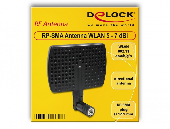 Antena WIFI Delock 5-7 dBi WLAN 802.11 AC/A/B/G/N RP-SMA - czarna (88447) Antena WIFI Delock 5-7 dBi WLAN 802.11 AC/A/B/G/N RP-SMA - czarna (88447)