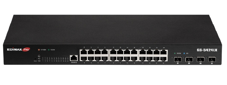 Miniatura produktu: EDIMAX GS-5424LX 28-portowy gigabitowy przełącznik Web Smart z 4 portami 10GbE SFP+ Miniatura produktu: EDIMAX GS-5424LX 28-portowy gigabitowy przełącznik Web Smart z 4 portami 10GbE SFP+