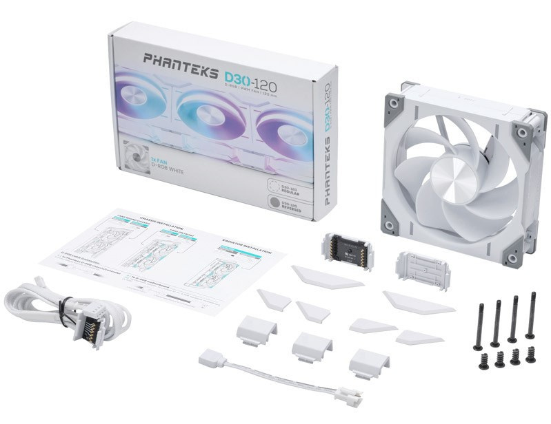 Phanteks D30 PWM Reverse ARGB 120mm biały