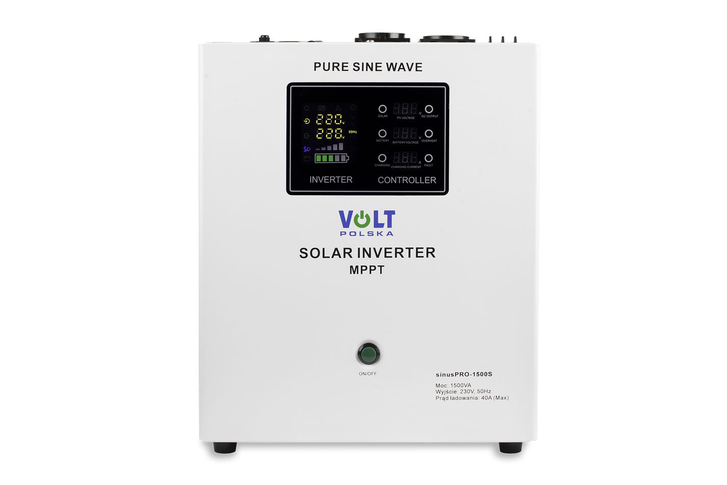 Inwerter solarny Volt Sinus Pro 1500 S 12/230V (1050/1500W) + 40A MPPT (75V)