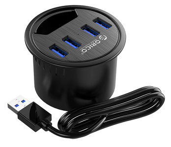 Miniatura produktu: Hub 4x USB 3.1 ORICO biurkowy 5Gbps (DESK-4U-BK-BP)