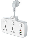 Miniatura zdjęcia: Listwa zasilająca z 2 gniazdami AC, 3x USB, 1x USB-C LDNIO SC2413, 2500W (biała)