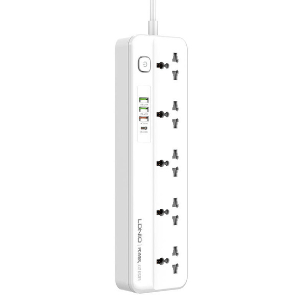 Zdjęcie produktu: Listwa zasilająca z 5 gniazdami AC, 3x USB, USB-C, LDNIO SC5415, 2500W (biała)