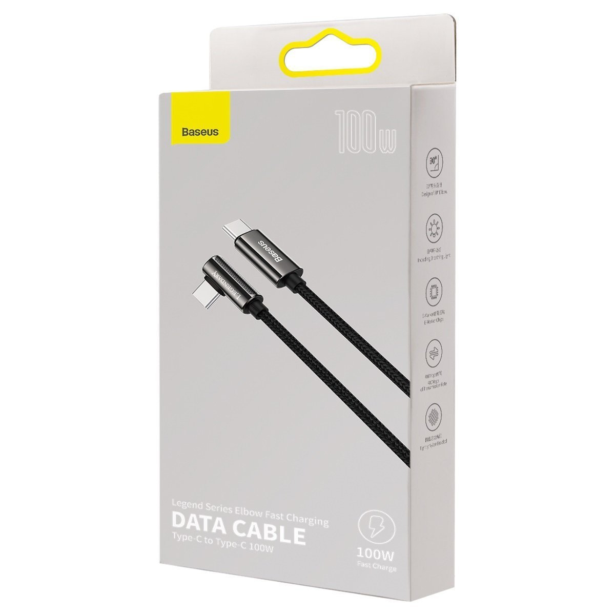 Kabel przewód USB Typ-C do Typ-C kątowy 100cm Baseus Legend Series, 100W, PD - czarny (CATCS-01) Kabel przewód USB Typ-C do Typ-C kątowy 100cm Baseus Legend Series, 100W, PD - czarny (CATCS-01)