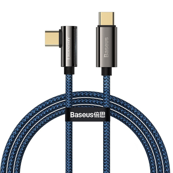 Zdjęcie produktu: Kabel przewód USB Typ-C do Typ-C kątowy 200cm Baseus Legend Series, 100W, PD - niebieski (CACS000703)